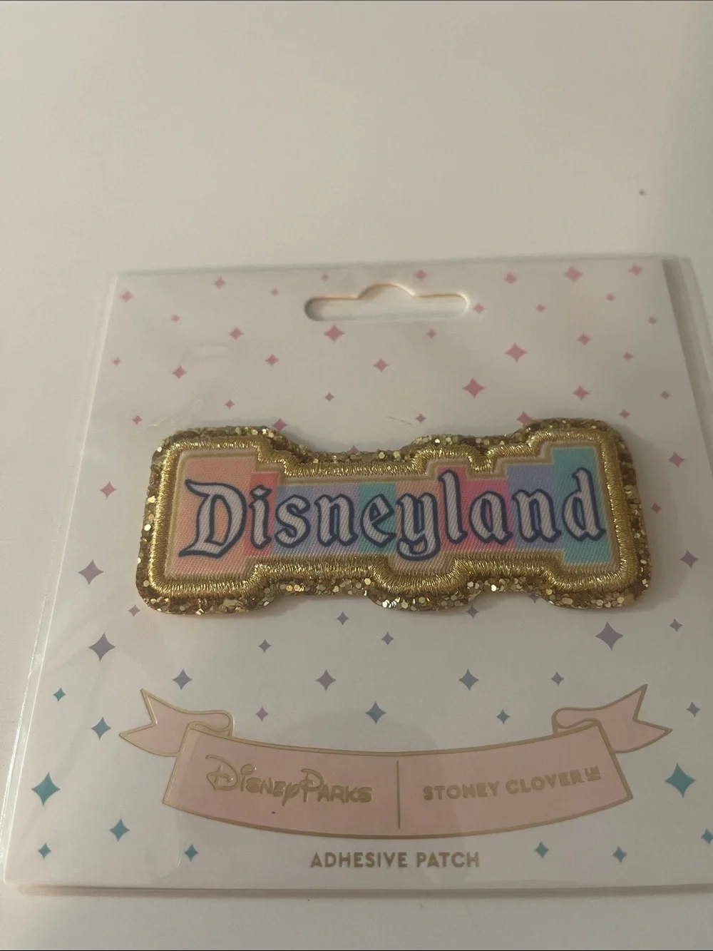 Disney Pastel Rainbow 'Disneyland' Adhesive Patch with Gold Trim